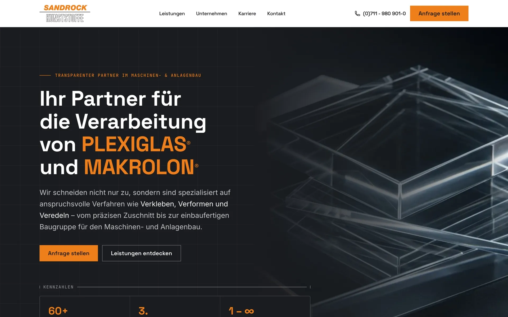Startseite von Sandrock Kunststoffe im Browser